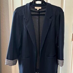 ✨ Skies Are Blue Navy Blue Striped Roll-Up Blazer ✨